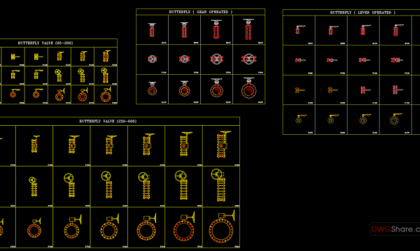 18.Butterfly Valves Autocad Drawing Free Download