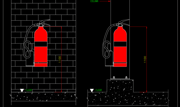 18.CO2 Fire Extinguisher Typical Installation Cad Blocks