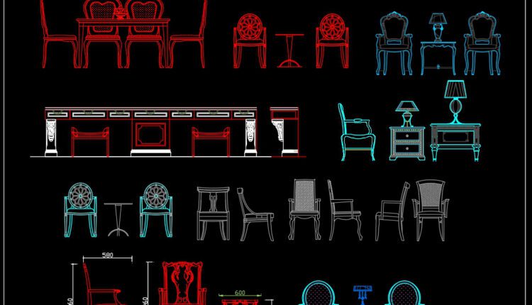 20.Classic Furniture CAD Blocks free download