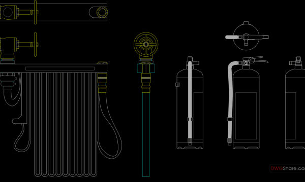 22.Portable Fire Extinguisher Cad Blocks