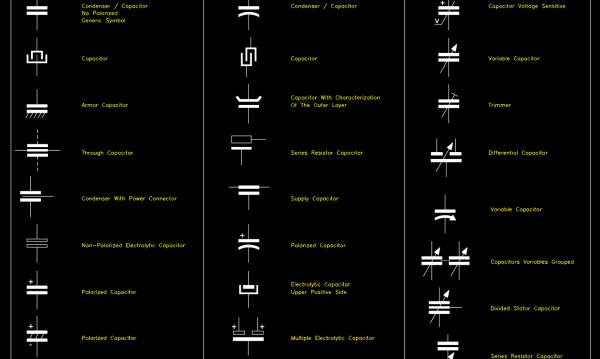 23.Condenser, Capacitor Symbols AutoCAD Blocks