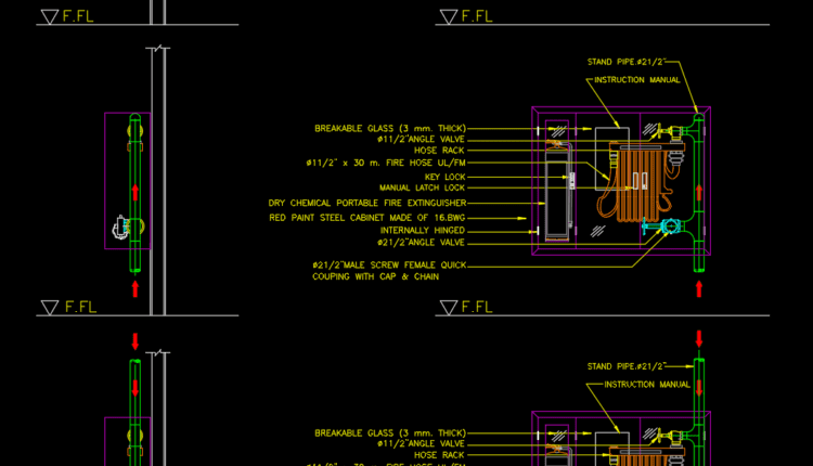 23.Fire House Cabinet Flush Mounted Cad Blocks