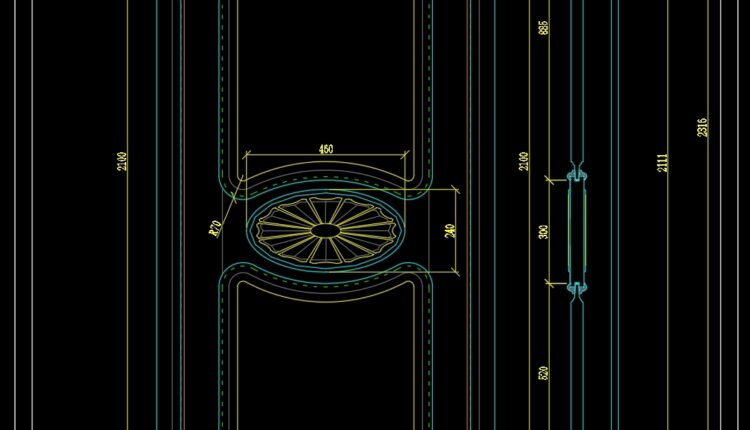 244. Autocad Wooden Door free download