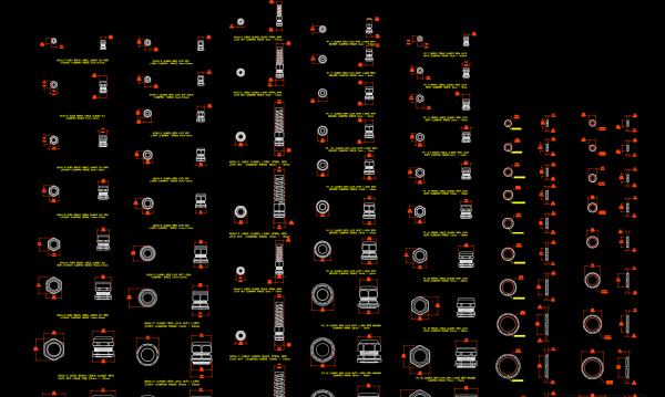 25.Cable Glands With Lock Nut AutoCAD Blocks