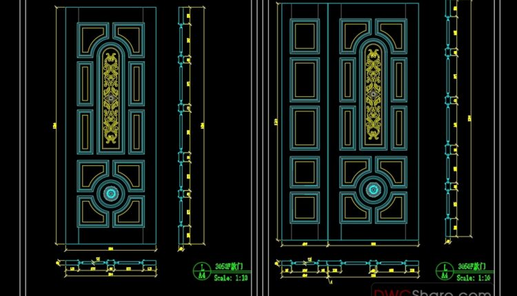 254. Autocad Wooden Door free download (1)