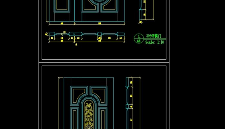 254. Autocad Wooden Door free download