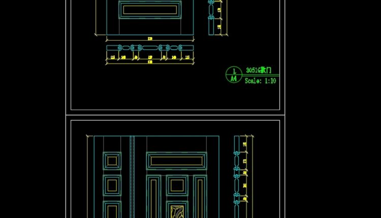255. Autocad Wooden Door free download (2)