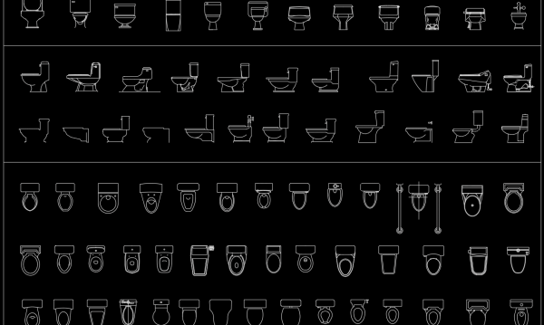 29.Toilet bowls free AutoCAD drawing download