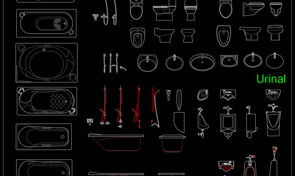 32. Sanitary ware set free AutoCAD drawing download
