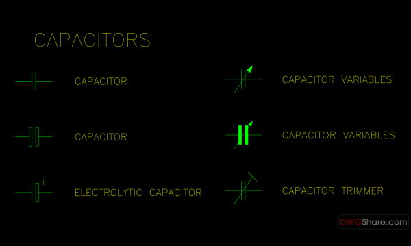 36.Meter Symbol, Converter, Capacitors AutoCAD Blocks