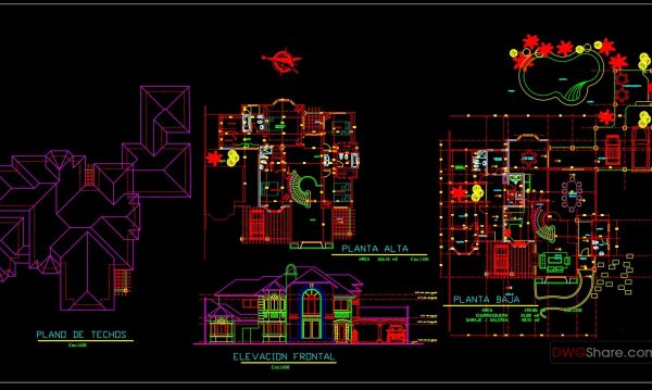 56.House Plan Design AutoCAD File Free download
