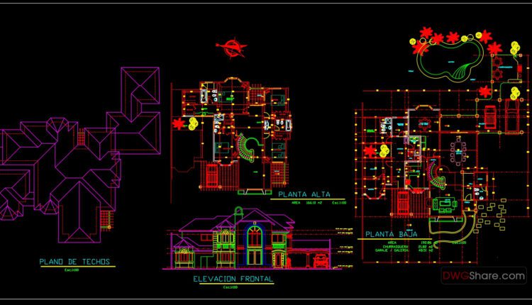 56.House Plan Design AutoCAD File Free download