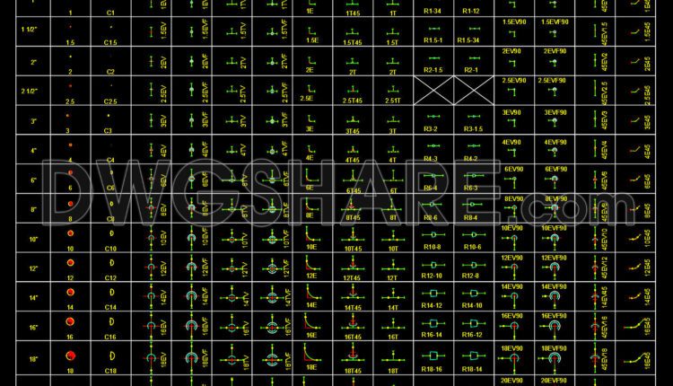 8.pipe Fitting 2d Cad Block Free Download
