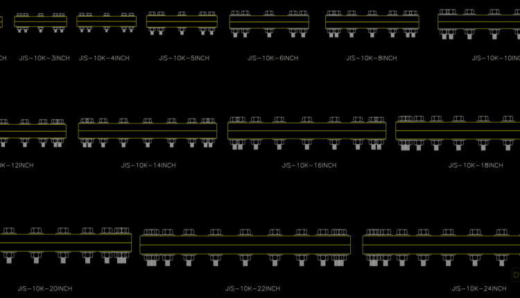 9.Flat Faced Slip-On Flanges JIS 10K Steel Autocad Drawing Free Download