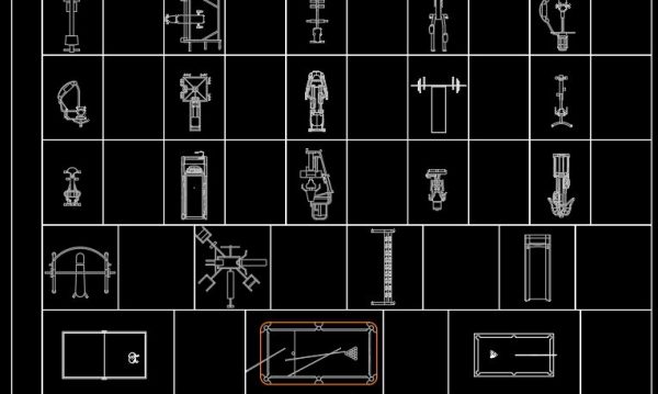 97.Gym equipment Cad Blocks free download