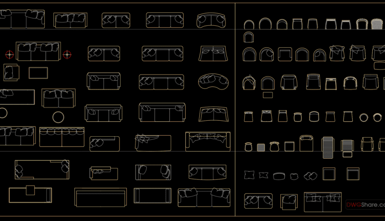 103.Sofa, Day bed, Armchair, Chair Cad Blocks free download