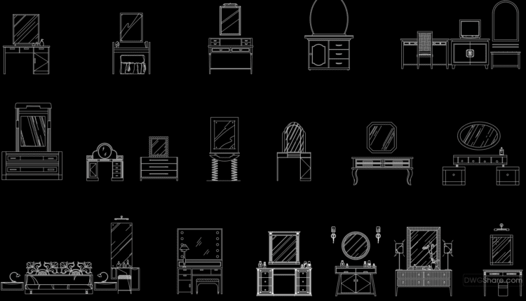 109.Dressing Tables Cad Blocks Free Download