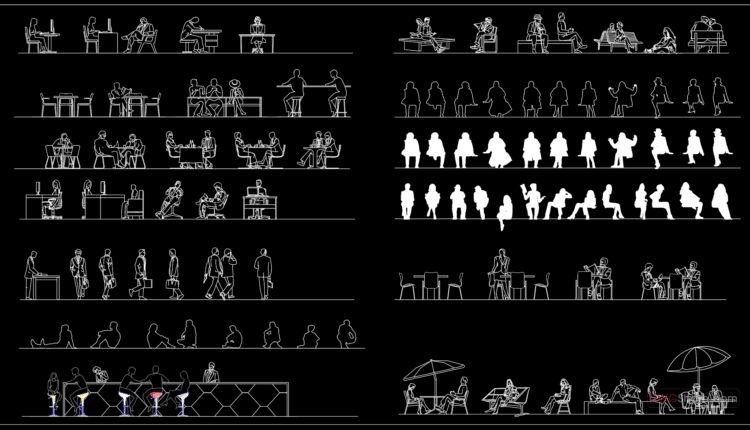 16.People Sitting CAD Blocks