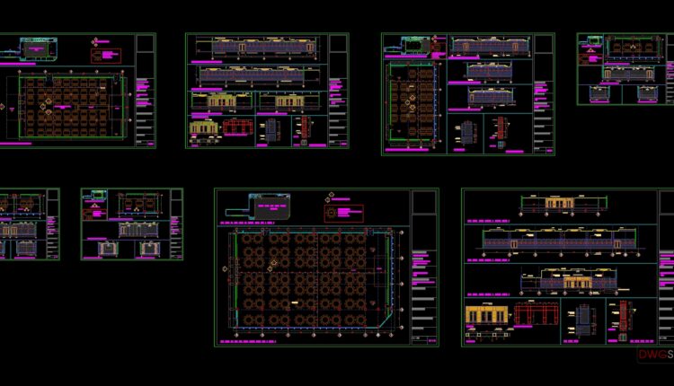 19.Wedding Hall Layout Plan and Elevations CAD