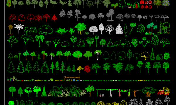 24.Trees AutoCAD blocks free download
