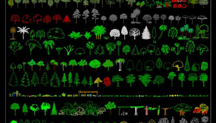 24.Trees AutoCAD blocks free download