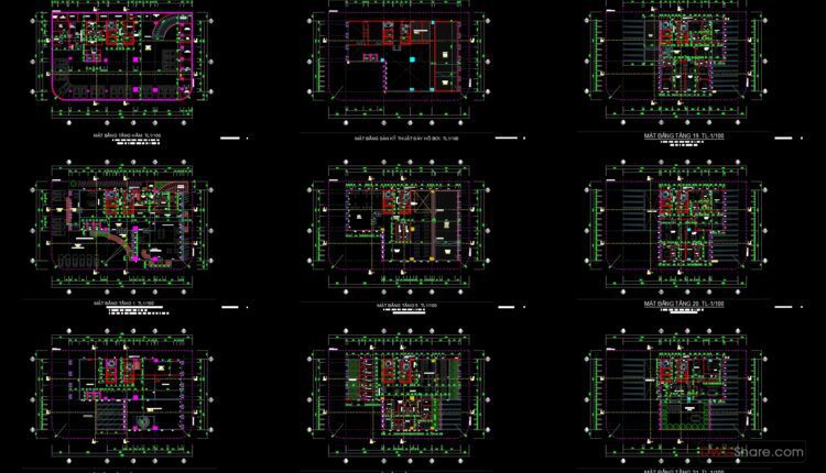 25 Floors 5 stars Hotel Elevations and Layout Plan AutoCAD File DWG