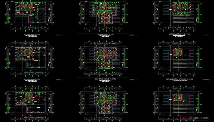 25 Floors 5 stars Hotel Elevations and Layout Plan AutoCAD File DWG