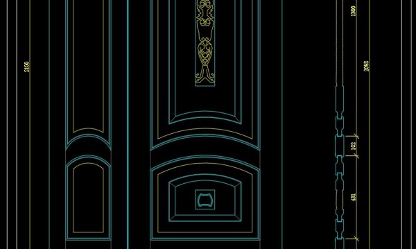 257. Autocad Wooden Door free download