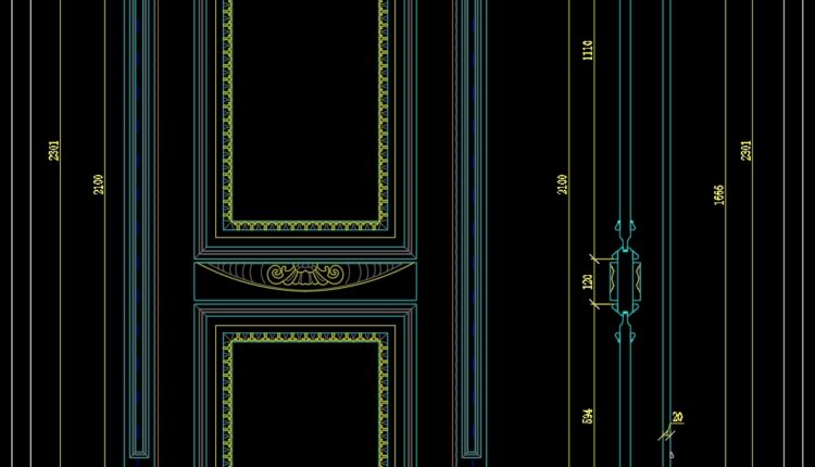 258. Autocad Wooden Door free download