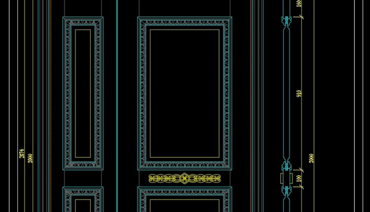 260. Autocad Wooden Door free download