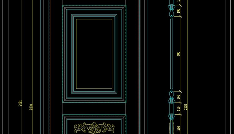 261. Autocad Wooden Door free download
