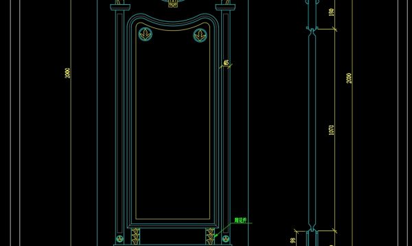262. Autocad Wooden Door free download