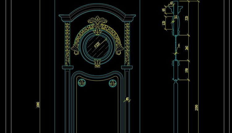 262. Autocad Wooden Door free download