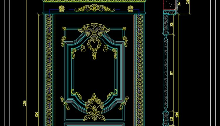 267. Autocad Wooden Door free download