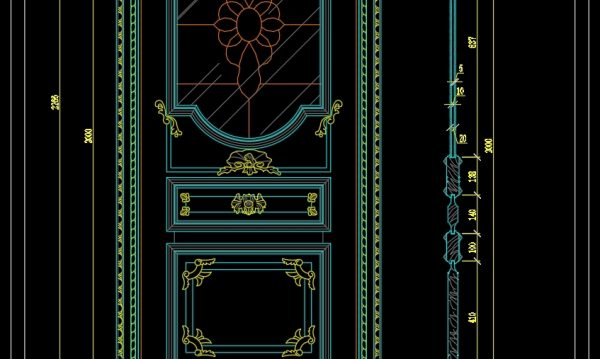 268. Autocad Wooden Door free download