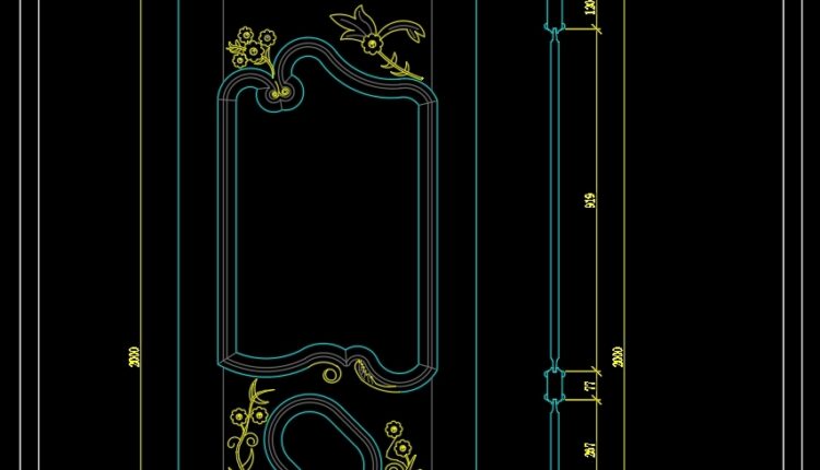270. Autocad Wooden Door free download