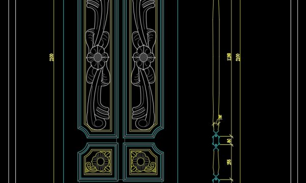 272. Autocad Wooden Door free download