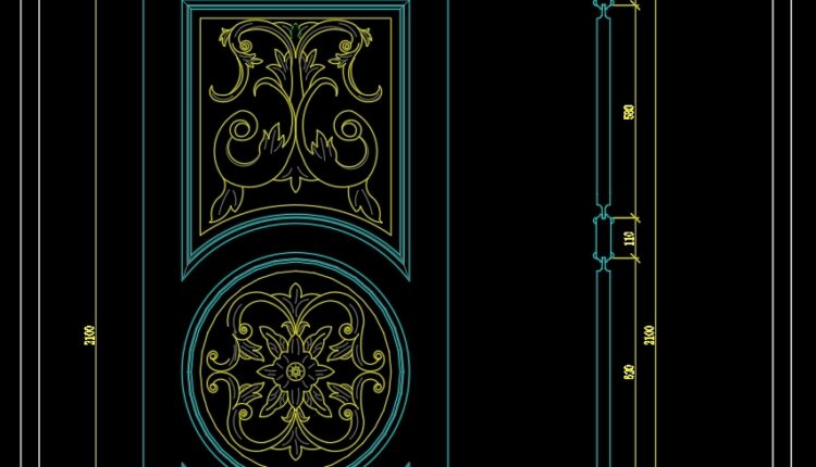 273. Autocad Wooden Door free download