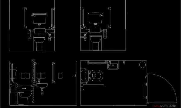 36.Disabled Toilet free AutoCAD drawing download