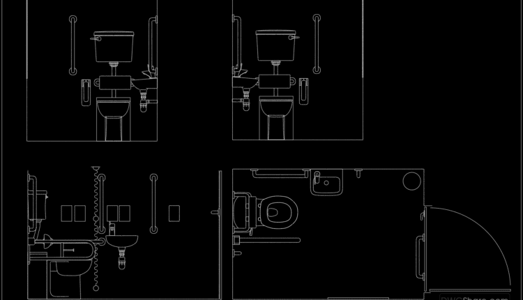 36.Disabled Toilet free AutoCAD drawing download