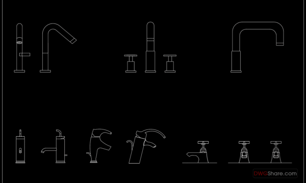 38.Bathroom Taps free AutoCAD drawing download