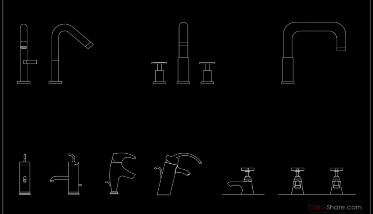 38.Bathroom Taps free AutoCAD drawing download