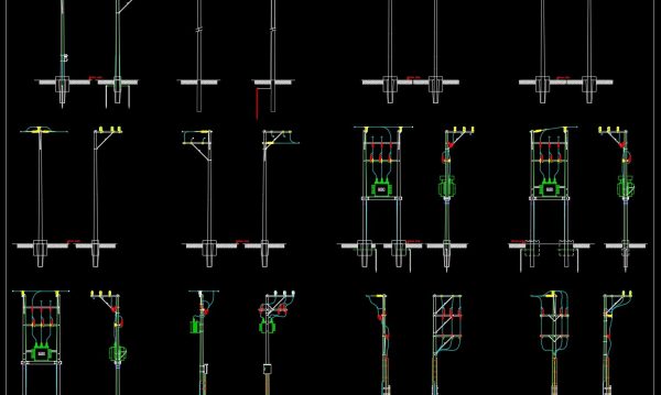 38.Electric Pole AutoCAD Blocks