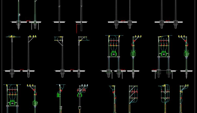 38.Electric Pole AutoCAD Blocks