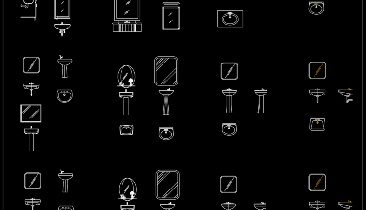 40.Bathroom mirrors free AutoCAD drawing download