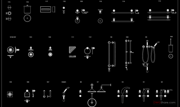 41.Bathroom Accessories free AutoCAD drawing download