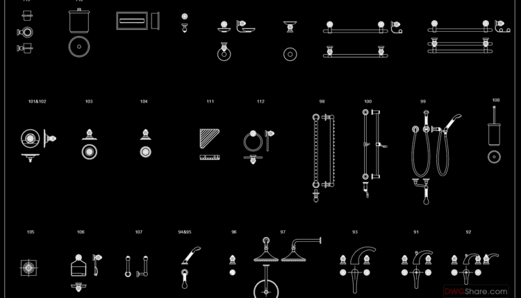 41.Bathroom Accessories free AutoCAD drawing download