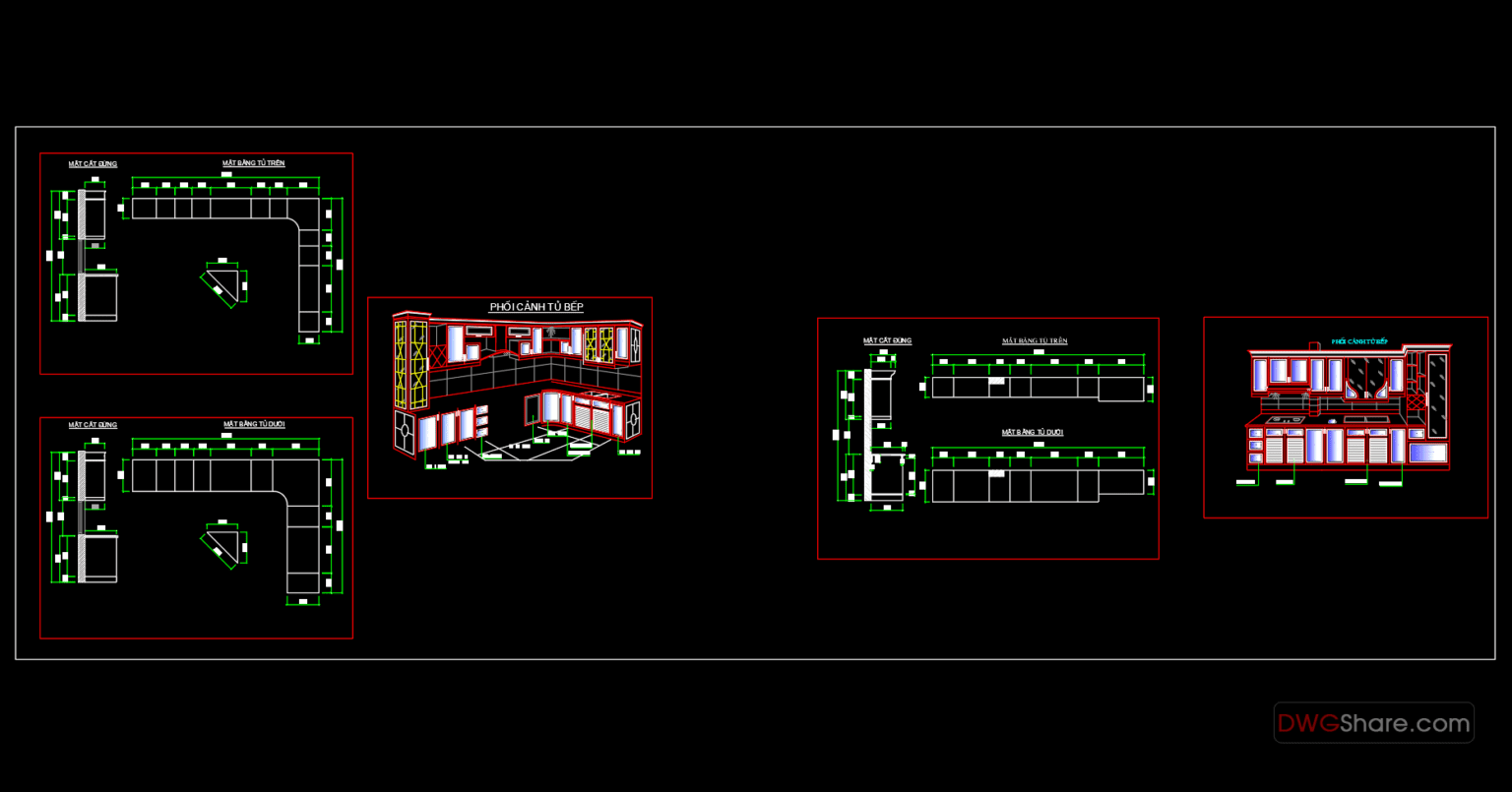 42.Traditional kitchen cupboard, kitchen autocad drawing