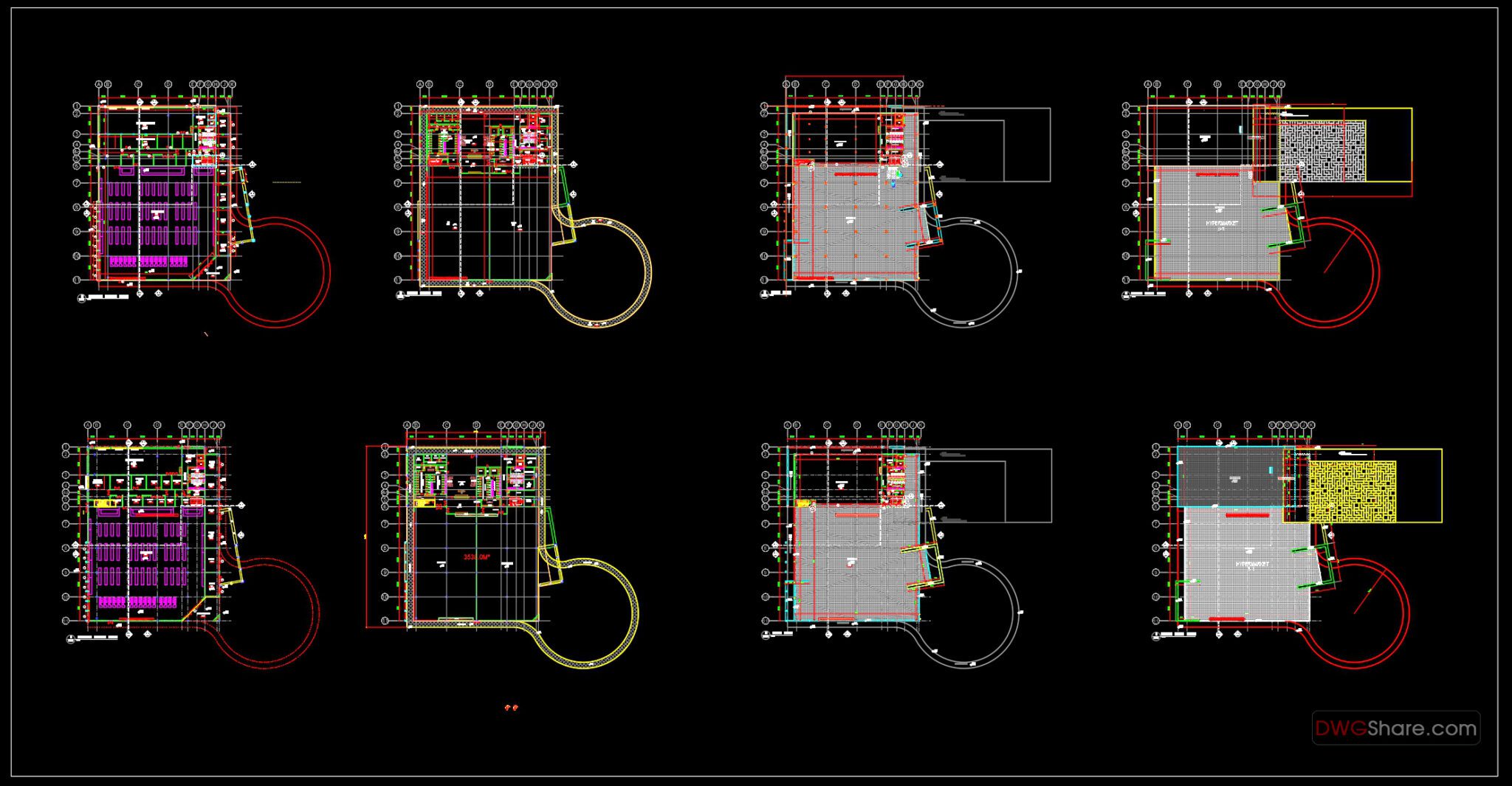 Hyper Market Layout Plans AutoCAD File DWG