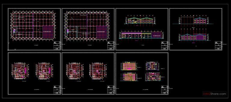 10.Steel Factory Plan and Elevation Autocad DWG File